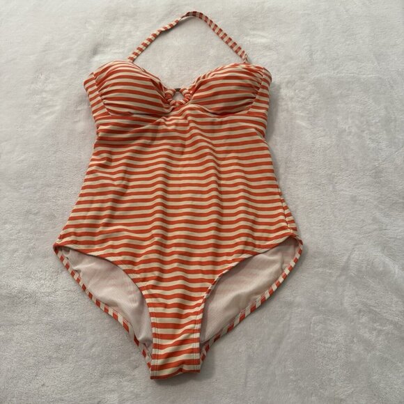 Boden Other - Boden Women’s One Piece Swimsuit Bathing Suit Orange White Stripes Size 10